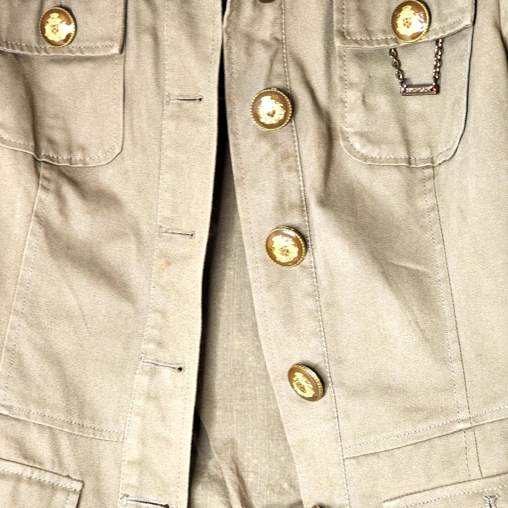 Designer denim jacket size 8/10 camel colour military jacket Morgan De Toi - Picture 5 of 12